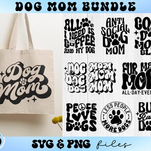 Pacote Dog Mom SVG, Fur Mama svg, Retro Dog Mama svg, Dog Lover svg, Anti Social Dog Mom svg, In My Dog Mom Era svg