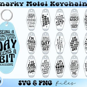 Snarky Motel sleutelhanger SVG-bundel, sarcastische motel sleutelhanger SVG, volwassen humor SVG, grappige vintage sleutelhanger SVG