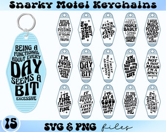 Snarky Motel Keychain SVG Bundle, Sarcastic motel keychain svg, Adult humor svg, Funny vintage keychain svg