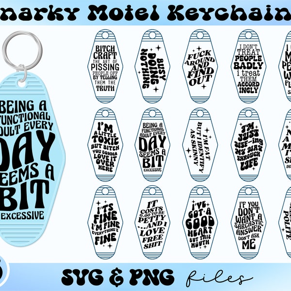 Snarky Motel Keychain SVG Bundle, Sarcastic motel keychain svg, Adult humor svg, Funny vintage keychain svg