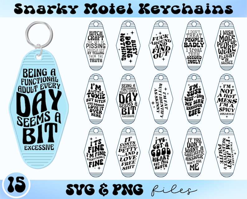 Snarky Motel Keychain SVG Bundle, Sarcastic Motel Keychain Svg, Adult ...