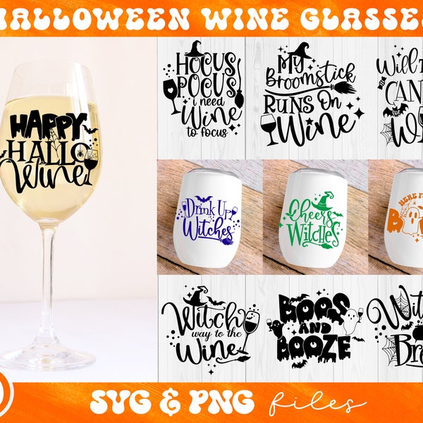 Halloween Wine Glass svg Bundle, Halloween Wine Glasses svg, Halloween Drinking Quotes svg, Which Way To The Wine svg