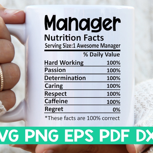 Manager Nutrition Facts svg,Manager Nutritional Facts svg,Manager shirt svg,Gift for Manager svg,Manager cut file svg,Mug svg file