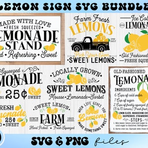 Zitronen-Zeichen SVG-Bundle, Zitronen-Stand-Zeichen-Stempel, Frische Zitronen-Signatur, Bauernhaus-Zitronen-Signatur, Frisch gepresste Limonade-Signatur