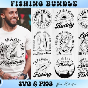 Paquete SVG de pesca, Vida de pesca svg, Citas de pesca svg, Día del Padre svg, Pescador divertido svg, Camisa de pesca de papá svg