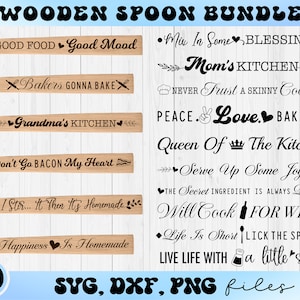 Wooden Spoon SVG Bundle, Spoon Handle Quotes svg, Funny Kitchen svg, Bakers Gonna Bake svg, Grandma&#39;s Kitchen svg