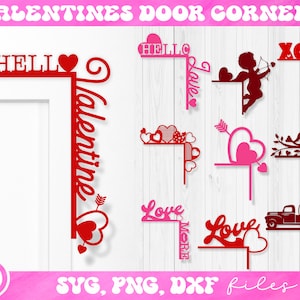 Valentines Door Corners SVG Bundle, Valentine&#39;s Day svg, Valentine Trim Corner svg, Door Corner Sign svg, Valentines Laser cut file svg