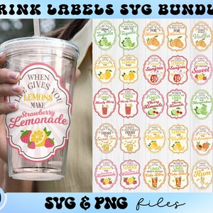 Pacchetto SVG etichetta bevanda, etichetta retrò, etichetta alcolica, etichetta limonata, etichetta tequila, margarita, sangria, vodka Svg, quando la vita ti dà limoni
