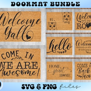 Paillasson SVG Bundle, Paillasson de bienvenue svg, Paillasson drôle svg, Tapis de porte populaire svg, Bienvenue dans notre maison svg, Home Sweet Home svg