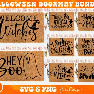 Pakiet Halloween Doormat svg, Halloween Doormat svg, Halloween Welcome sign svg, Cukierek albo psikus Wytrzyj stopy svg, Mam nadzieję, że przyniosłeś Boos svg