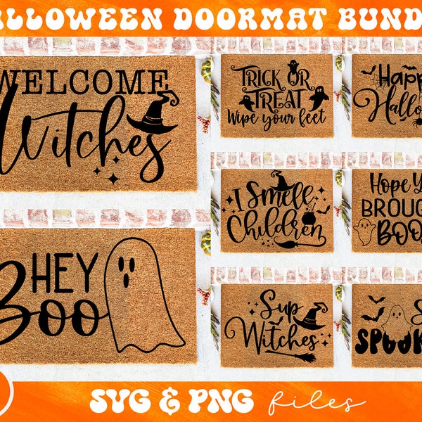 Paquet de svg de paillasson d'Halloween, svg de paillasson d'Halloween, svg de signe de bienvenue d'Halloween, Trick or Treat essuyez vos pieds svg, j'espère que vous brough Boos svg