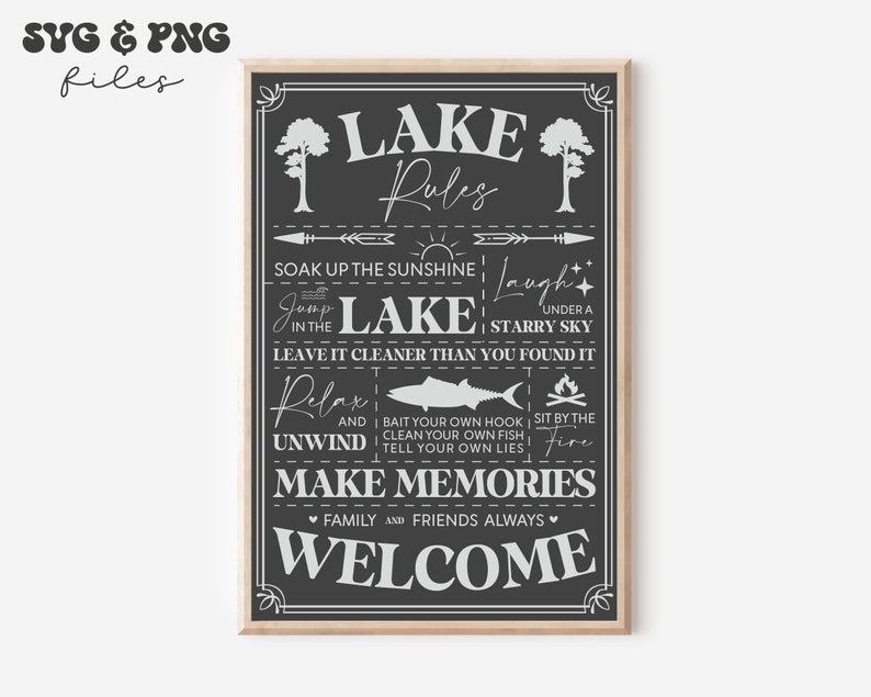 Lake Rules Svglake Sign Svgrustic Sign Svglake House Rules Etsy