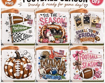 Trendy Football PNG, Game Day Football Mom, Touchdown Season, Fall Football PNG