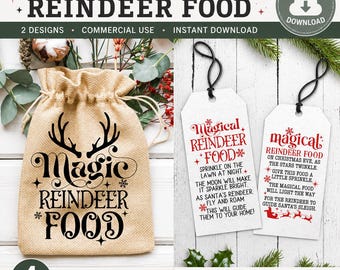 Magical Reindeer Food SVG Bundle, Magic Treat svg, Christmas Eve Treat Bag svg, Reindeer Food Tags svg