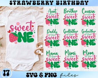Strawberry Birthday SVG Bundle, Sweet One svg, Matching Family svg, First Birthday svg, Berry 1st Birthday svg