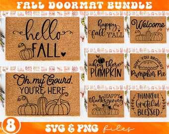 Lot de svg paillasson d'automne, svg de paillasson pour Thanksgiving, svg de signe de bienvenue automne, Oh ma gourde, vous êtes ici svg, j'espère que vous avez apporté tarte svg