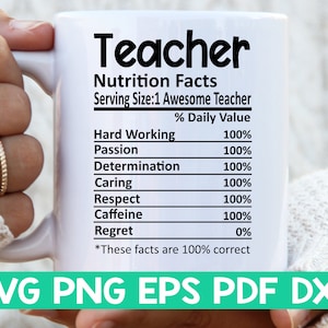Professeur Nutrition Facts svg, Teacher Nutritional Facts svg, Teacher shirt svg, Gift Teacher svg, Teacher cut file svg, Mug svg file