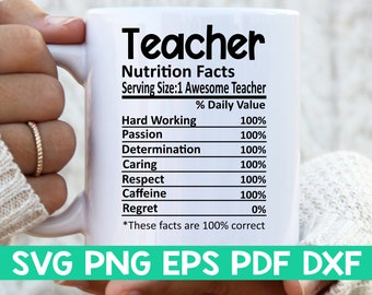 Professeur Nutrition Facts svg, Teacher Nutritional Facts svg, Teacher shirt svg, Gift Teacher svg, Teacher cut file svg, Mug svg file