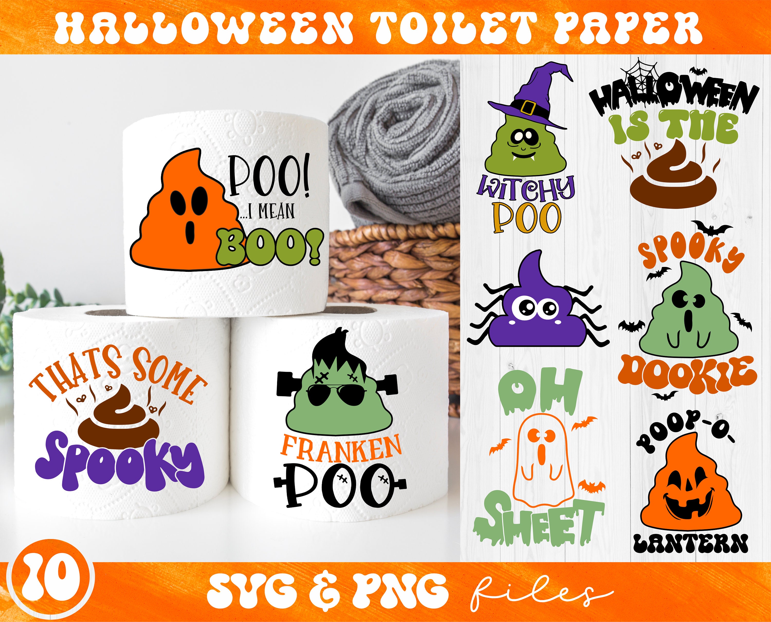 Halloween Toilet Paper
 Halloween Toilet Paper Svg Bundle Halloween Gag Gift Svg Etsy