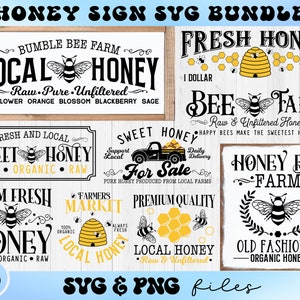 Honey Sign SVG Bundle, Farmhouse Sign svg, Farm Fresh Honey svg, Bumble Bee Farm svg, Farmhouse Kitchen svg