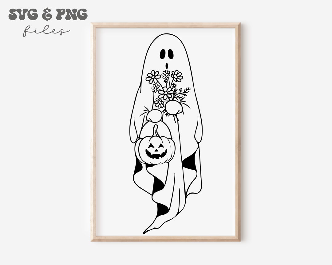 Floral Ghost SVG Ghost With Flowers Svg Ghost With Pumpkin - Etsy