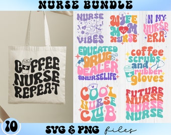 Retro Nurse SVG Bundle, Żona Mama Pielęgniarka SVG, Pielęgniarka Życie SVG, Stetoskop SVG, Koszula Pielęgniarska SVG
