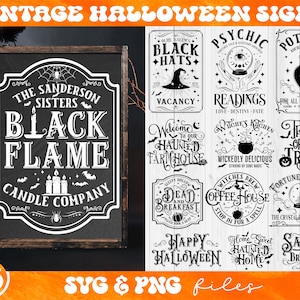 Halloween Sign SVG Bundle, Farmhouse Halloween signe svg, Old Halloween sign svg, Home Sweet Haunted Home svg, Black Flame Candle svg