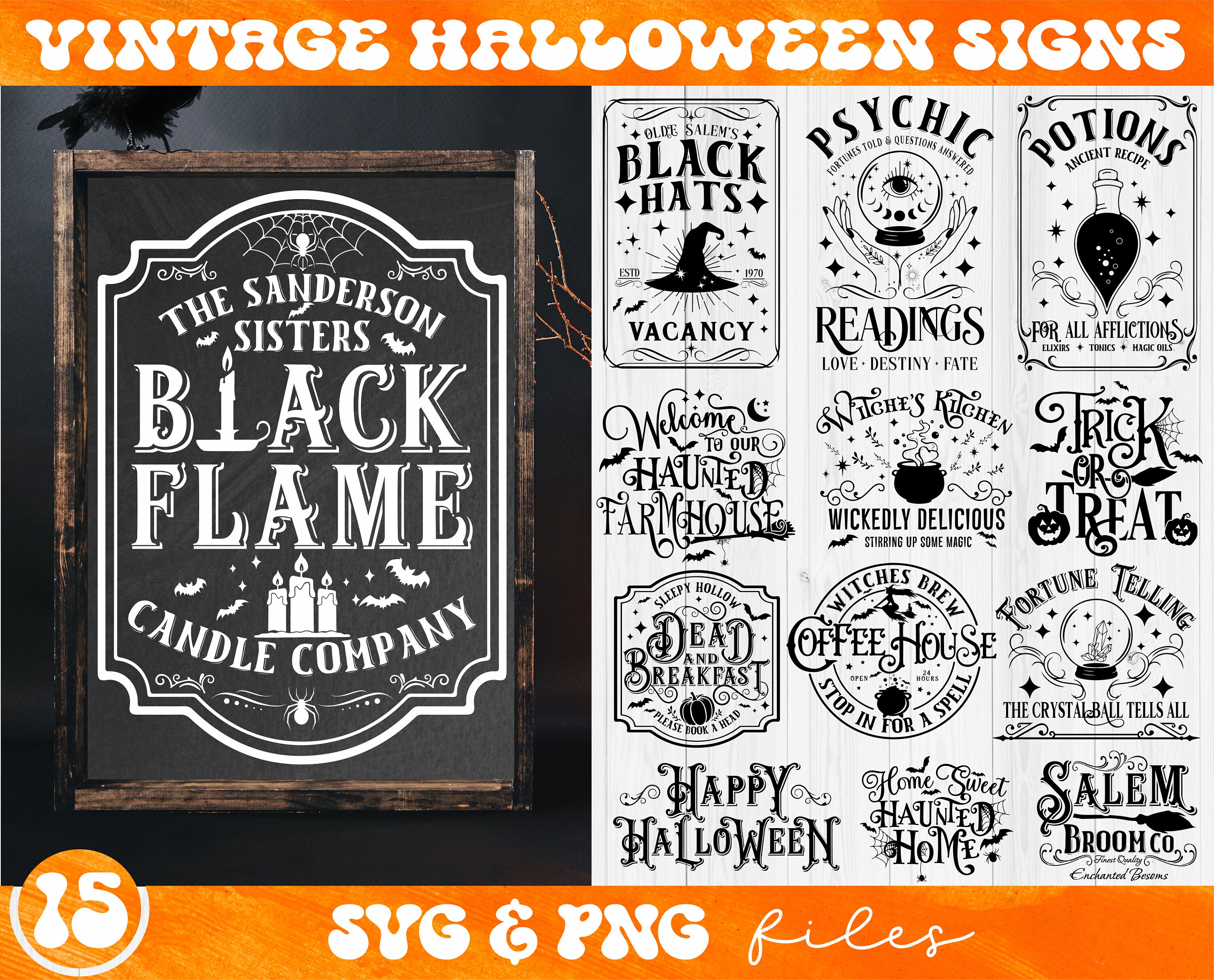 Vintage Halloween Signs SVG Bundle Farmhouse Halloween Sign Etsy Canada