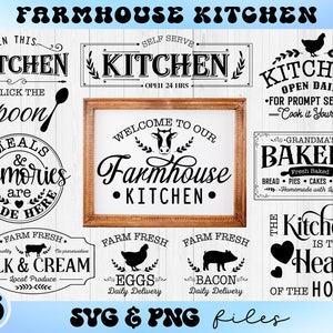 Ferme Cuisine SVG Bundle, Ferme Signe svg, Décor de cuisine svg, Signe rustique svg, Boulangerie de grand-mère svg, Cuisine ouverte quotidiennement svg