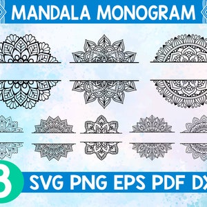 Monogram Mandala svg,Half Mandala svg files for cricut,Mandala monogram svg,Mandala for cricut,Flower mandala svg,Mandala cut file
