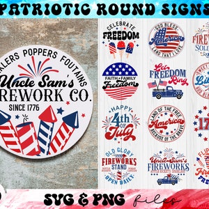 Patriotic Round Sign SVG Bundle, Patriotic Welcome Sign svg, Round Door Hanger svg, Independence Day svg, Land Of The Free svg