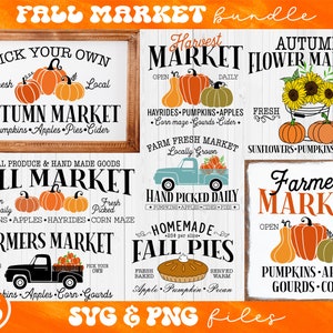 Fall Market Sign SVG Bundle, Farmers Market svg, Autumn Rustic Sign svg, Pumpkin season svg, Farmhouse Kitchen svg