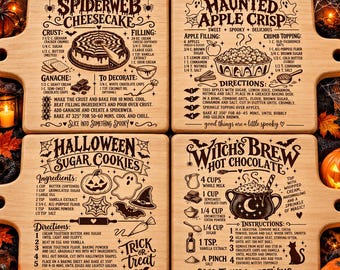 Halloween Recipe Cutting Board SVG PNG DXF, Spooky Kitchen Recipes