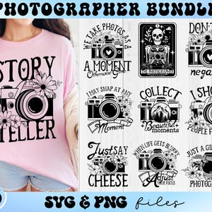 Paquete SVG de fotógrafo, citas de fotografía svg, cámara floral svg, camiseta de fotógrafo svg, recopila momentos hermosos svg