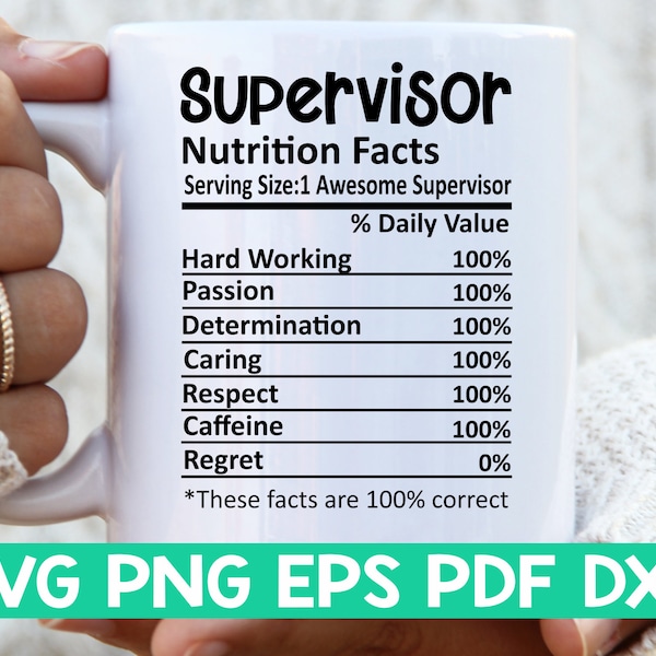 Supervisor Nutrition Facts svg,Supervisor Nutritional Facts svg,Supervisor shirt svg,Gift for Supervisor svg,Supervisor cut file svg