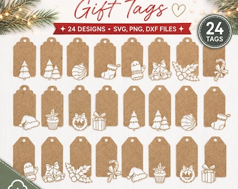 Christmas Gift Tags SVG Bundle, Ghristmas Tags svg, Tags Template, Christmas Gift Tag cut file and laser cut file