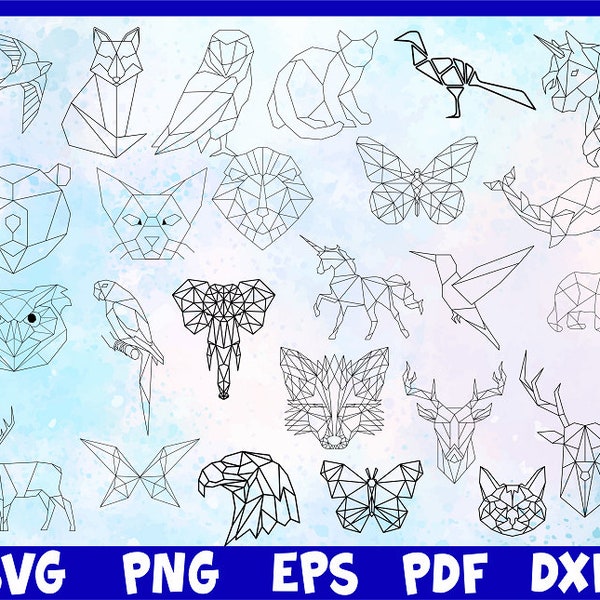 Geometric animals svg,Forest animals svg,Geometric animals png,Geometric animals clipart,Unicorn svg,Cat svg,Whale svg,Bear svg,Falcon svg