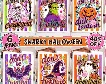 Preppy Snarky Halloween PNG, Sarcastic Horror Characters, Funny Spooky Vibes