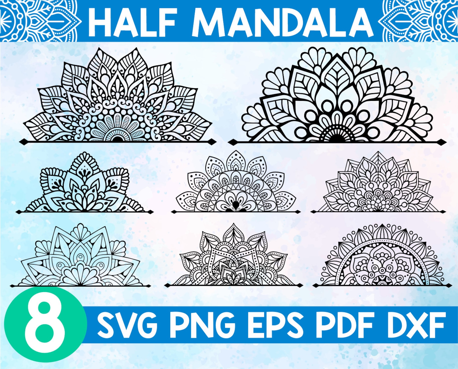 Half Mandala svgMonogram Mandala svg files for cricutMandala | Etsy