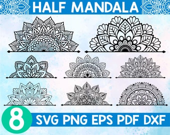 Half Mandala svg,Monogram Mandala svg files for cricut,Mandala monogram svg,Mandala for cricut,Flower mandala svg,Mandala cut file