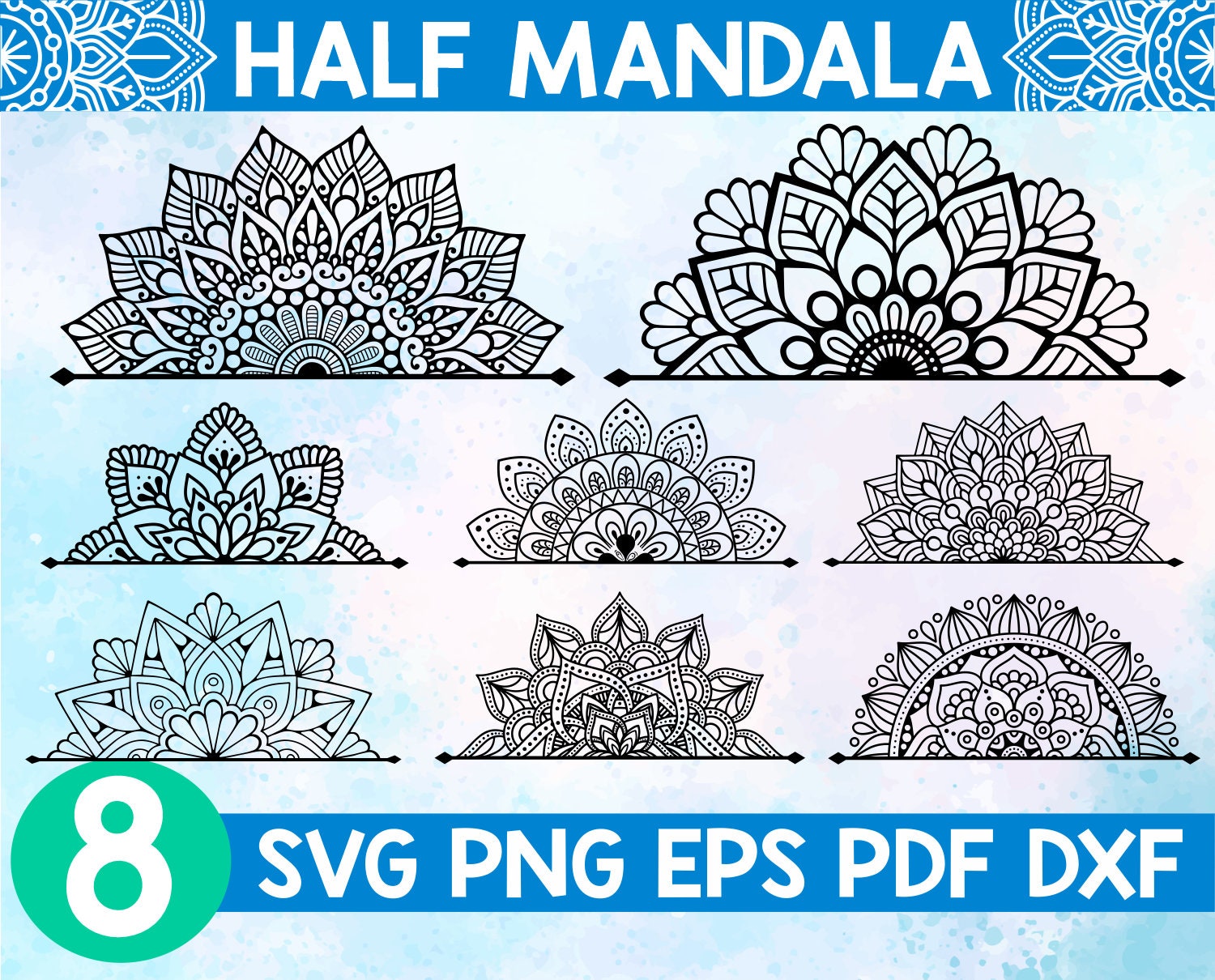 Download Half Mandala Svgmonogram Mandala Svg Files For Cricutmandala Etsy