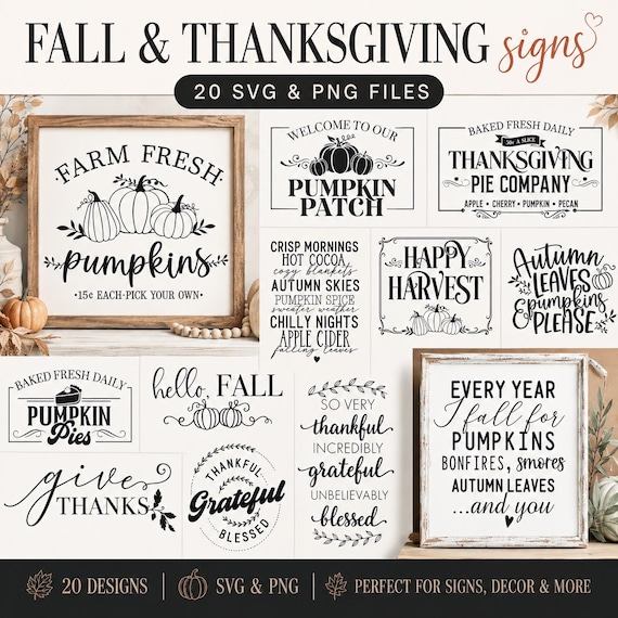 Fall Sign svg Bundle, Rustic Fall svg Signs, Thanksgiving sign svg, Farmhouse Autumn sign svg, Welcome to our Pumpkin Patch svg