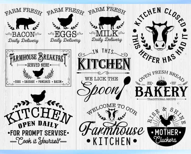 Farmhouse Kitchen SVG Bundle, Farmhouse Sign Svg, Kitchen Decor Svg ...