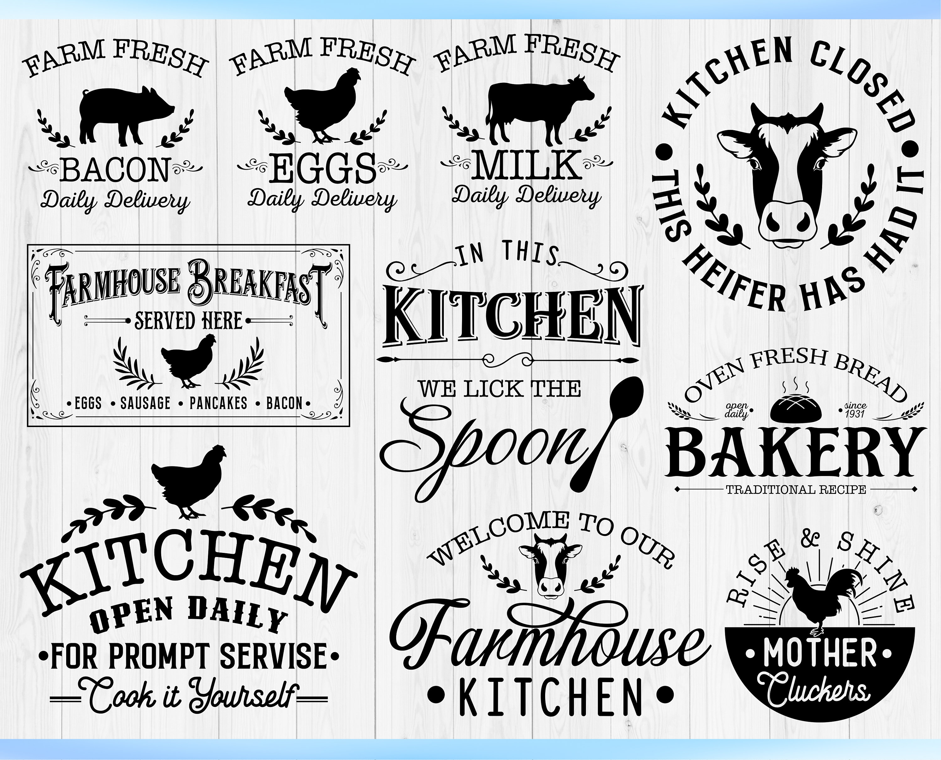 Farmhouse Kitchen SVG Bundle, Farmhouse Sign Svg, Kitchen Decor Svg ...