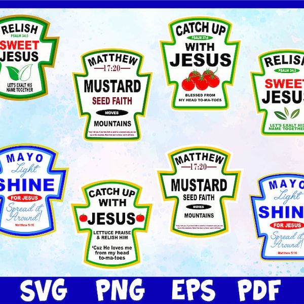 Condiment SVG, condiment avec jésus svg, rattrapage avec jésus svg, relish doux jésus svg, lumière Mayo éclat pour jésus svg, svg ketchup