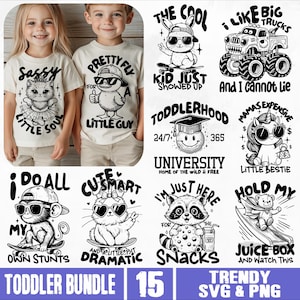 Paquete SVG PNG para niños pequeños, camiseta divertida para niños pequeños svg, In My Toddler Era svg, camiseta para niños atrevidos svg, One Cool Boy svg, Toddlerhood University svg