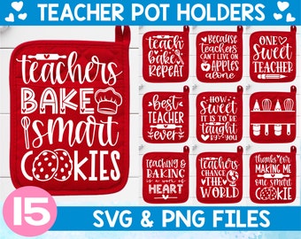 Teacher Pot Holder svg,Teacher Pot Holders Bundle svg,Teacher baking svg,Kitchen svg,Smart Cookies svg,Teach Inspire Bake svg