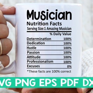 Musicien Nutrition Facts svg, Musicien Nutritional Facts svg, Musician shirt svg, Gift for Musician svg, Musician cut file svg, Mug svg file