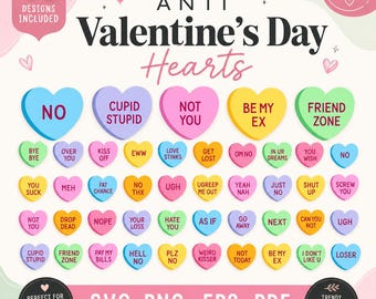Anti Valentine's Day Conversation Hearts svg,Candy heart svg,Candy Hearts with sayings svg,Conversation hearts clipart