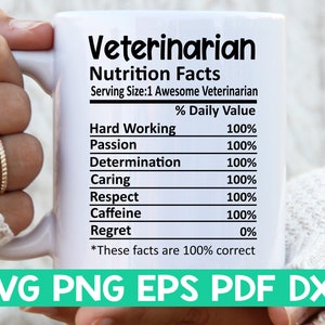 Vétérinaire Nutrition Facts svg, Vétérinaire Nutritional Facts svg, Vétérinaire chemise svg, Cadeau pour vétérinaire svg, Fichier de coupe vétérinaire
